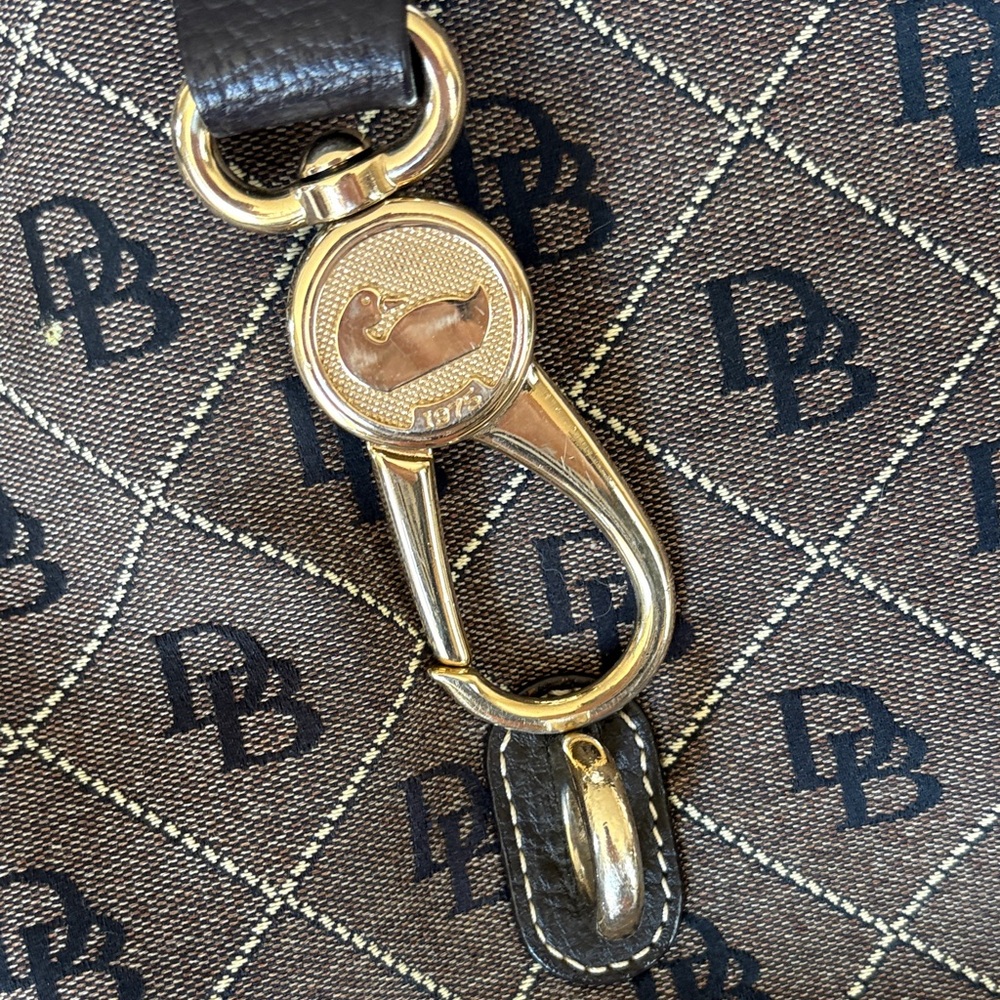 Dooney & Bourke Brown Logo Shoulder Tote with Gold Hardware - Picture 2 of 6
